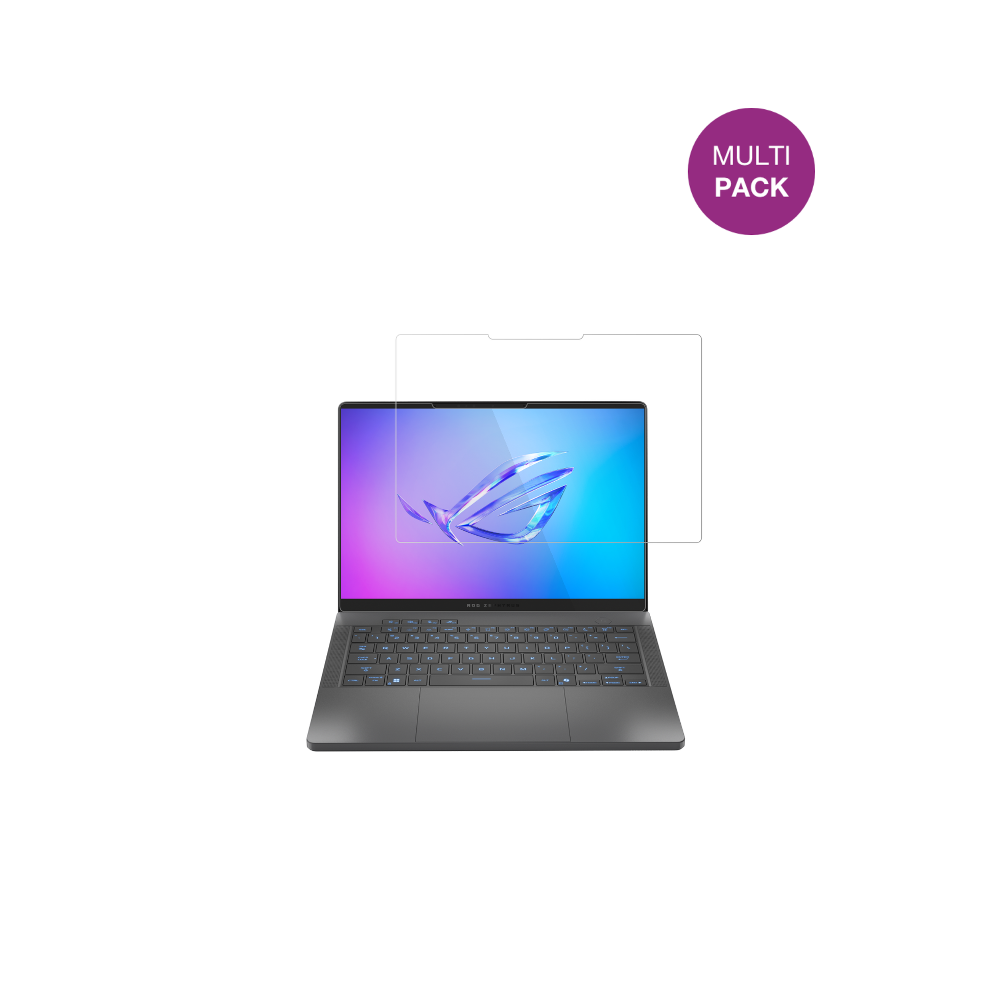 ASUSRog Zephyrus G14 2025 mit aufgebrachter dipos Displayschutzfolie, glasklare Darstellung ohne Einschränkungen