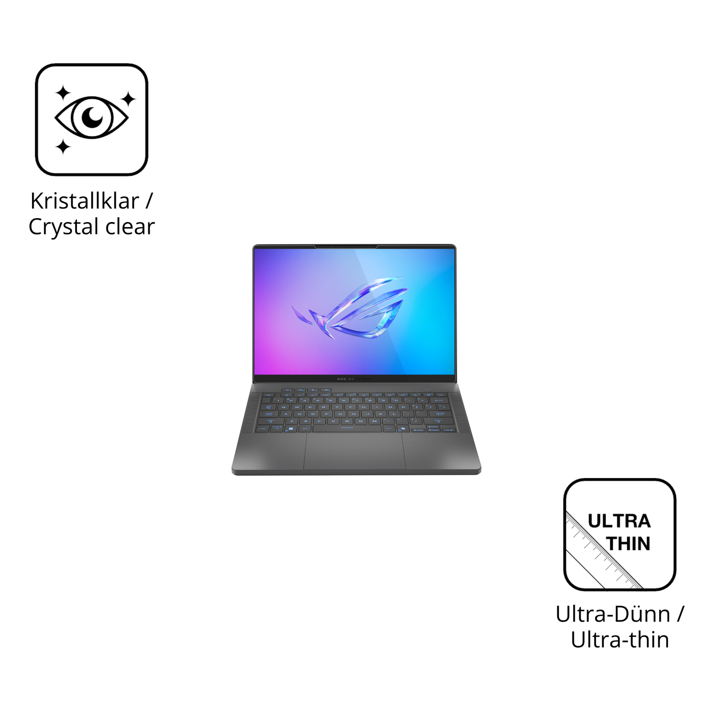 Dünne und klare Folie passend zugeschnitten für ASUS Rog Zephyrus G14 2025