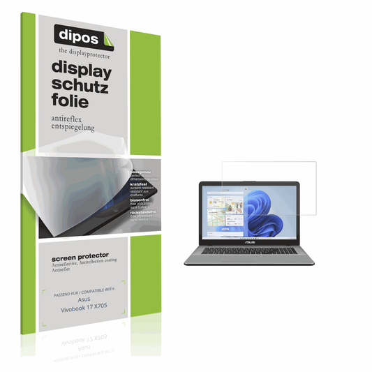 Matte Displayschutzfolie von dipos passend für Asus Vivobook 17 X705, präziser Zuschnitt und blasenfrei montiert