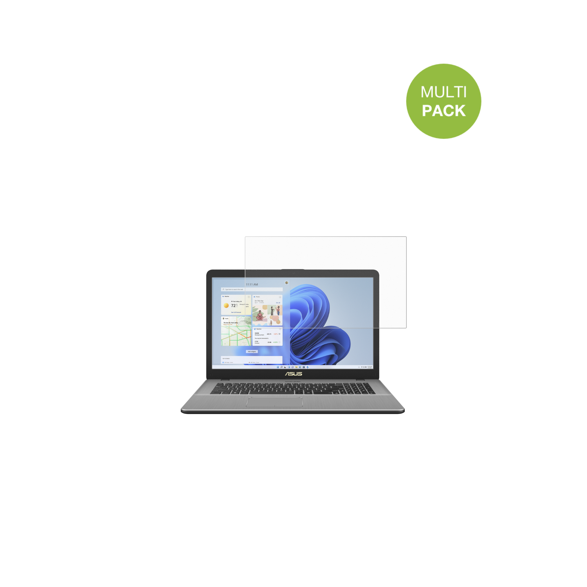 AsusVivobook 17 X705 mit aufgebrachter dipos Displayschutzfolie, die lästige Fingerabdrücke minimiert