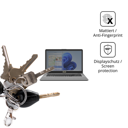 dipos Displayschutz für Asus Vivobook 17 X705, mattierte Oberfläche, Blickschutzfilter und perfekter Passform