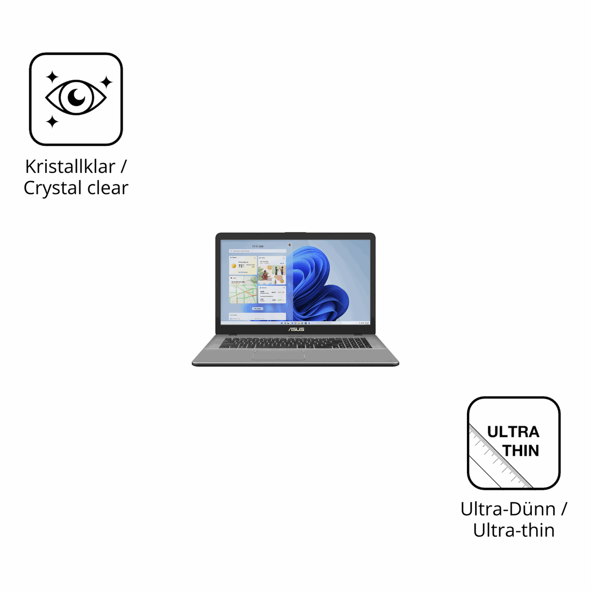 Dünne und klare Folie passend zugeschnitten für Asus Vivobook 17 X705