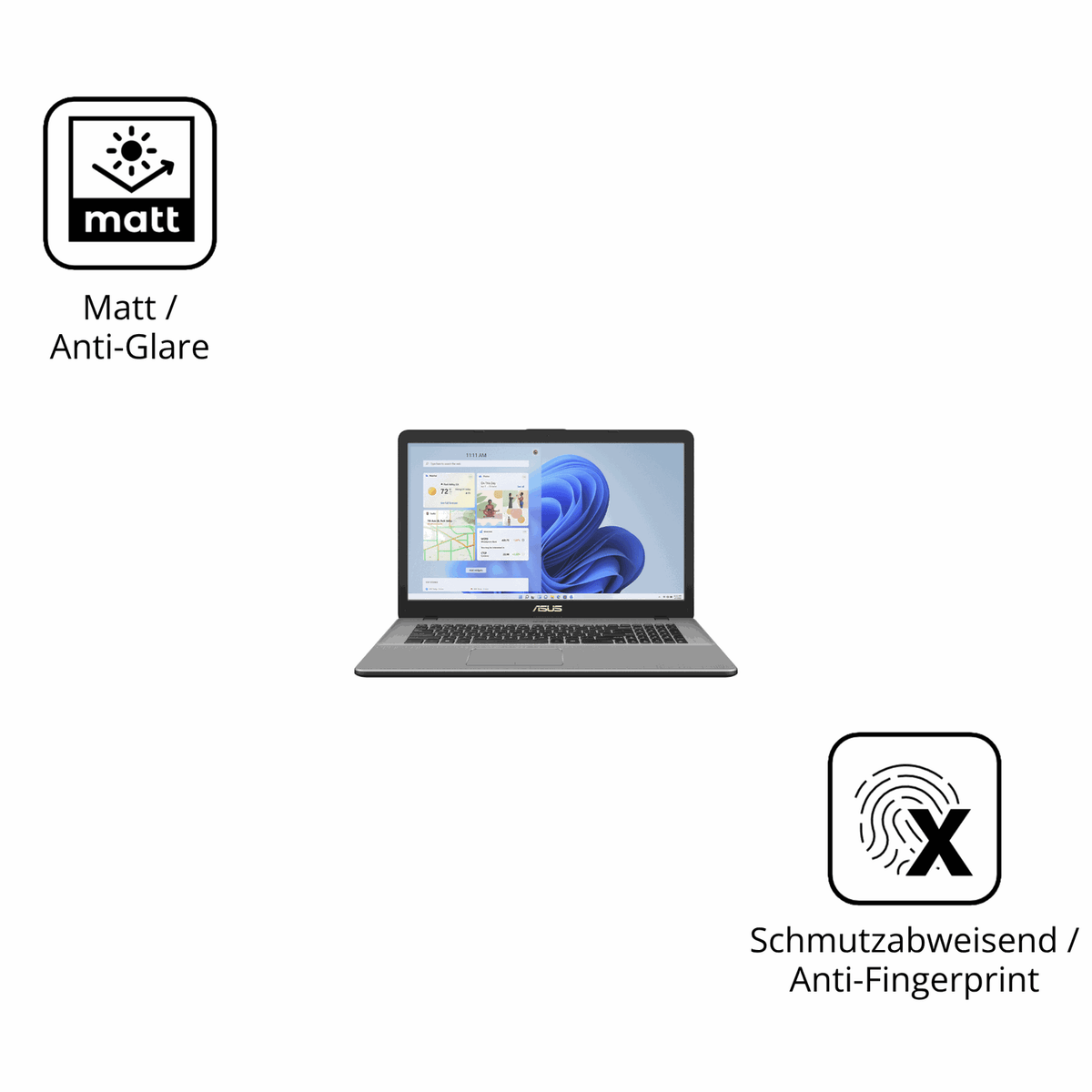 9H Hartbeschichtete, flexible Folie passend zugeschnitten für Asus Vivobook 17 X705