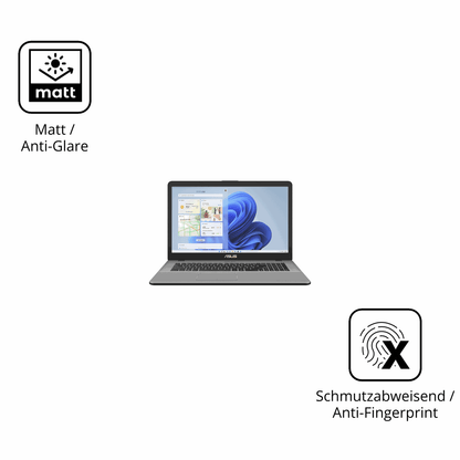 9H Hartbeschichtete, flexible Folie passend zugeschnitten für Asus Vivobook 17 X705