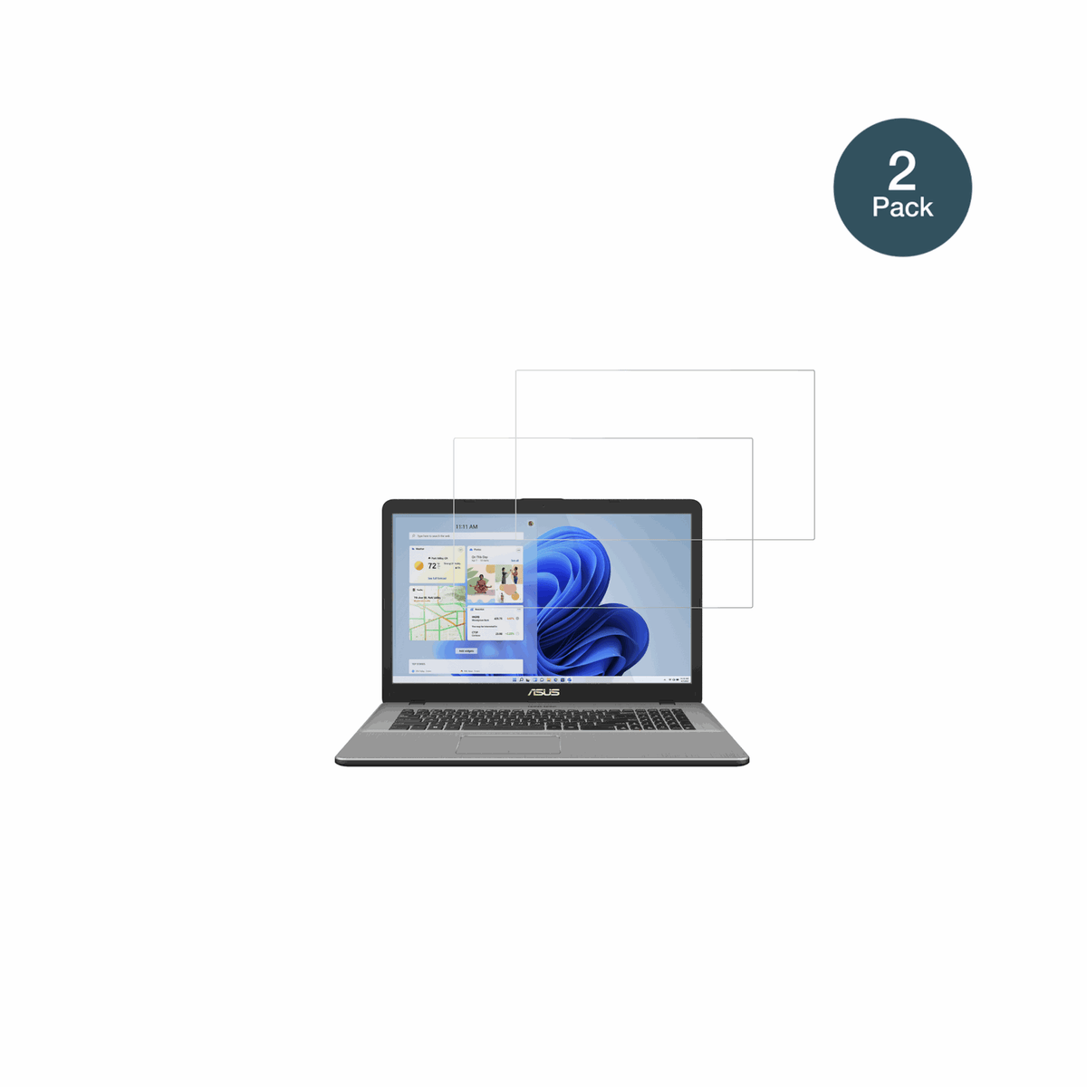 AsusVivobook 17 X705 mit aufgebrachter dipos Flex Schutzfolie, glasklare Darstellung ohne Einschränkungen