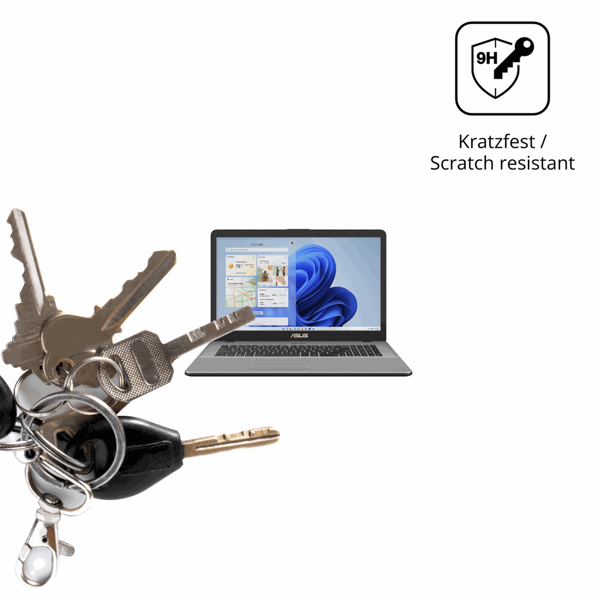 dipos Displayschutz für Asus Vivobook 17 X705, transparente Oberfläche, perfekte Passform auch für die Rundungen