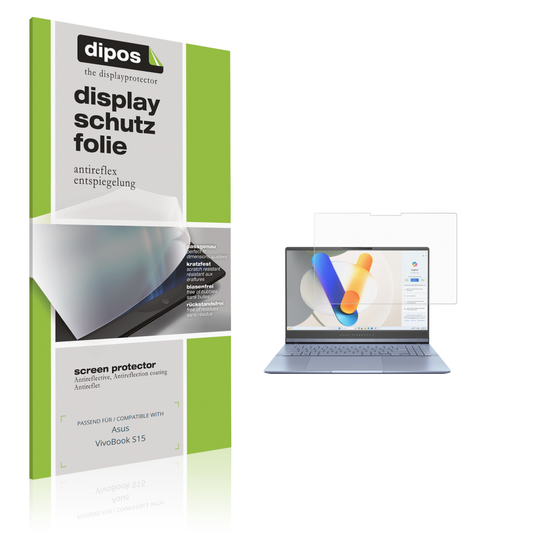 Matte Displayschutzfolie von dipos passend für asusvivobook s15, präziser Zuschnitt und blasenfrei montiert