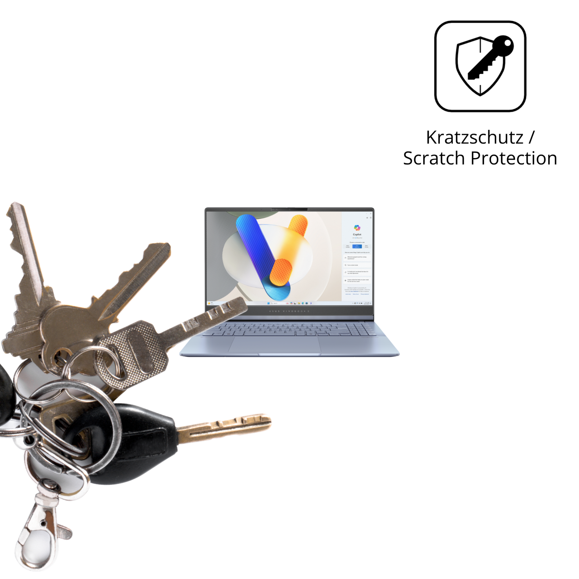 Schutz gegen Kratzer auf dem asusvivobook s15 Glas durch Schlüssel oder Ähnliches