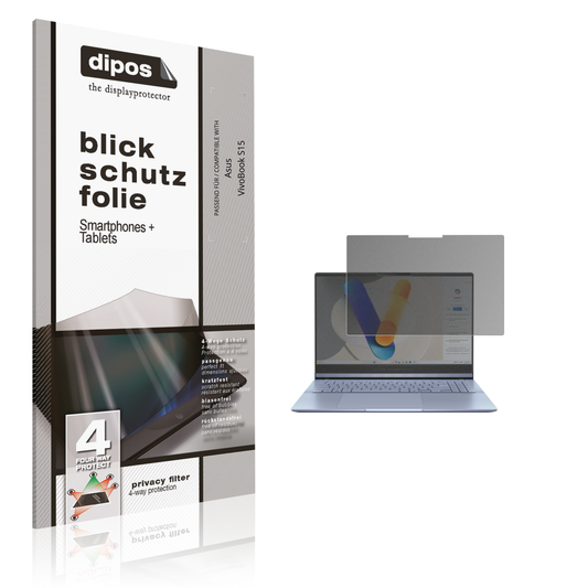 Blickschutzfolie von dipos passend für asusvivobook s15, präziser Zuschnitt und blasenfrei montiert