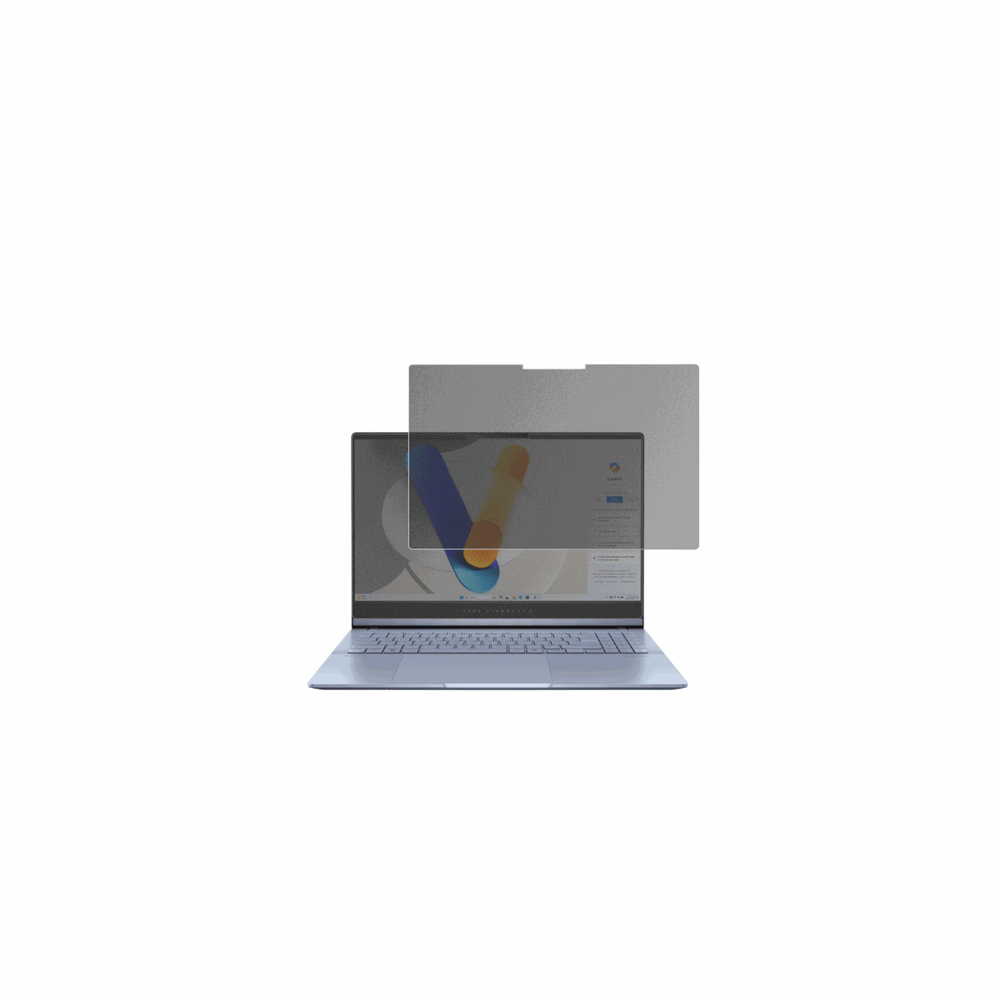 asusvivobook s15 mit aufgebrachtem dipos Displayschutz, der seitliche Einblicke blockiert