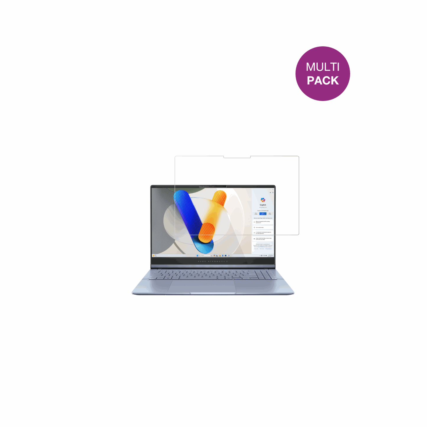 asusvivobook s15 mit aufgebrachter dipos Displayschutzfolie, glasklare Darstellung ohne Einschränkungen