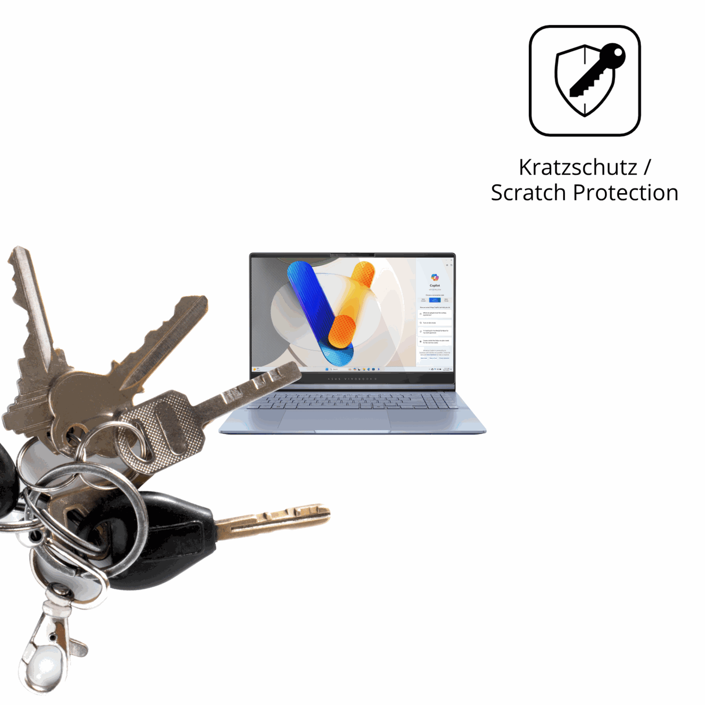 Schutz gegen Kratzer auf dem asusvivobook s15 Glas durch Schlüssel oder Ähnliches
