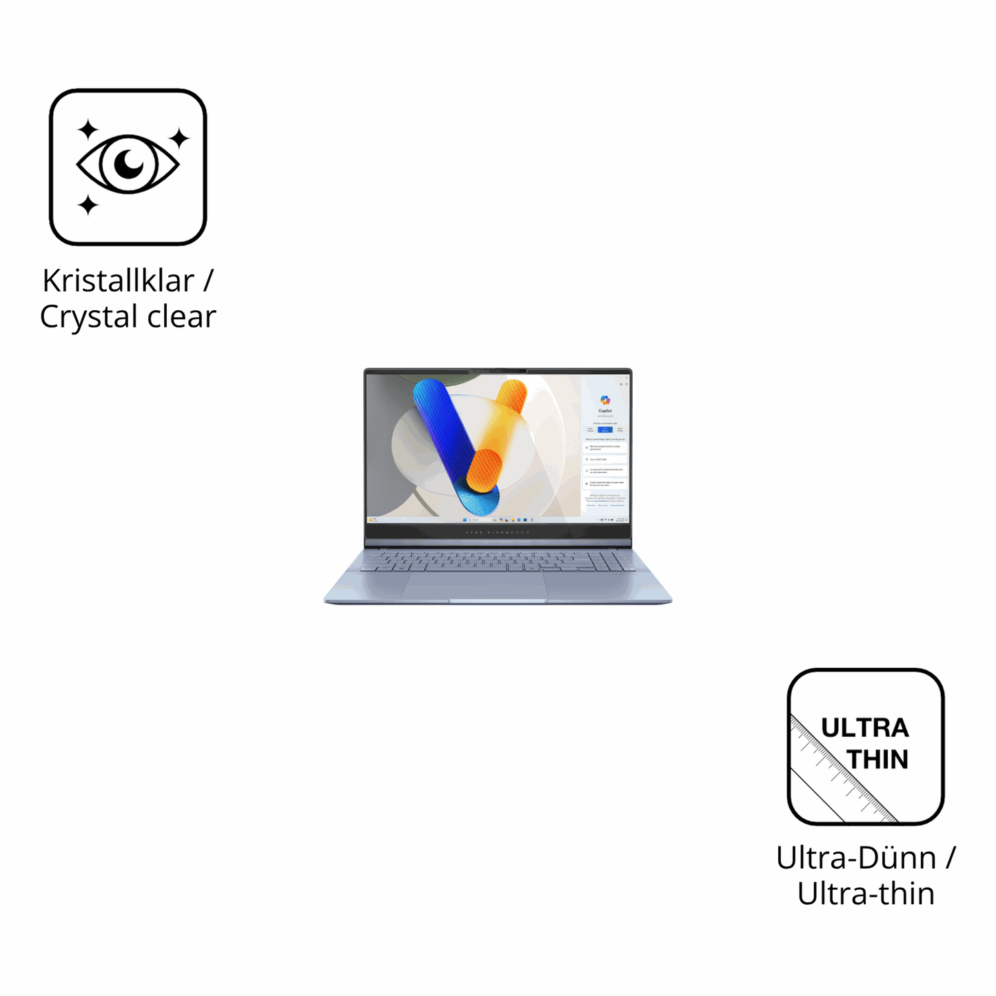 Dünne und klare Folie passend zugeschnitten für asusvivobook s15