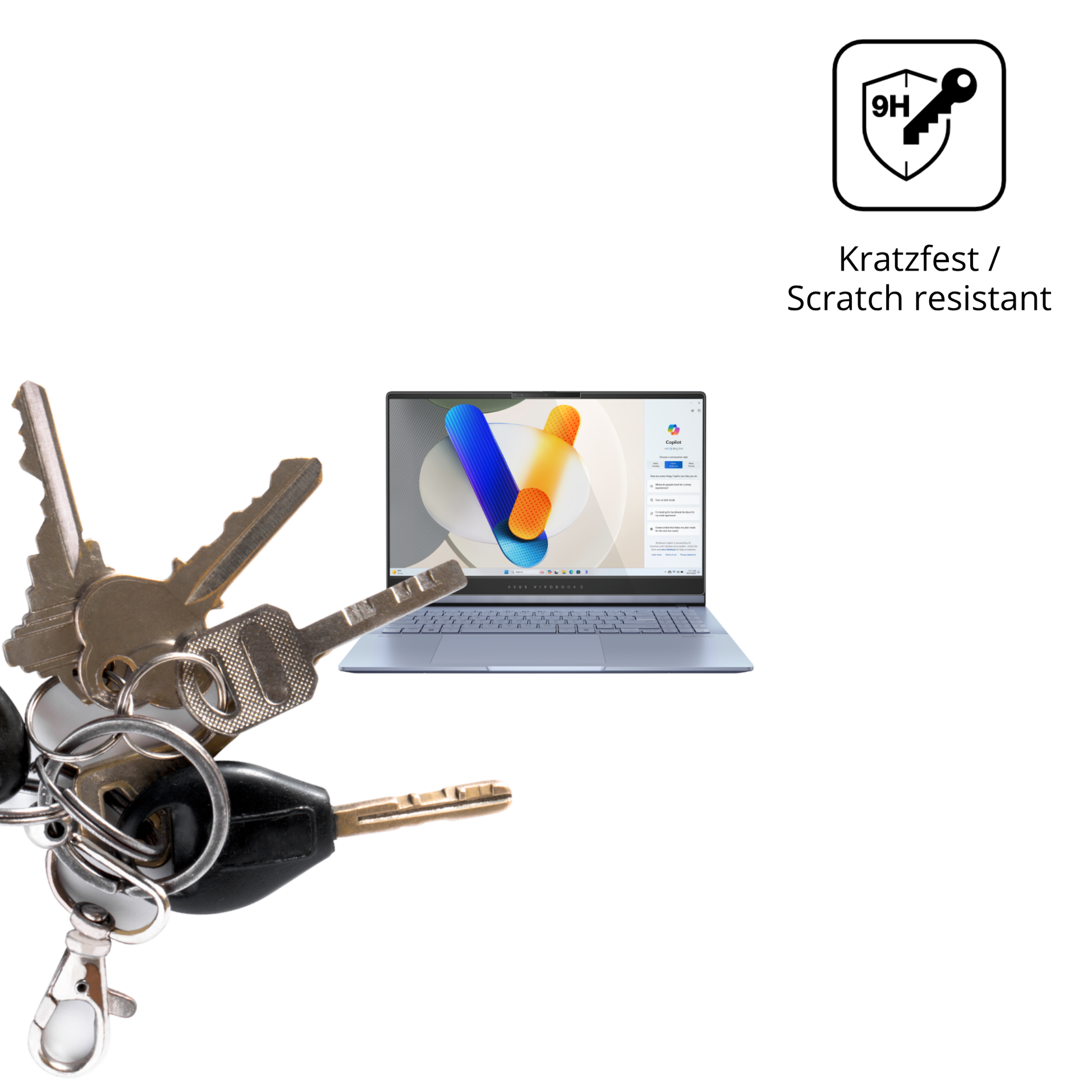 dipos Displayschutz für asusvivobook s15, transparente Oberfläche, perfekte Passform auch für die Rundungen