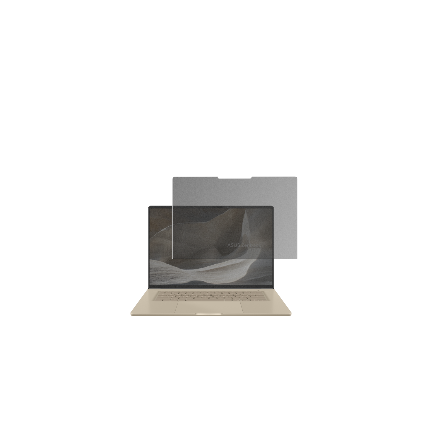 ASUSZenBook A16 16 Zoll mit aufgebrachtem dipos Displayschutz, der seitliche Einblicke blockiert