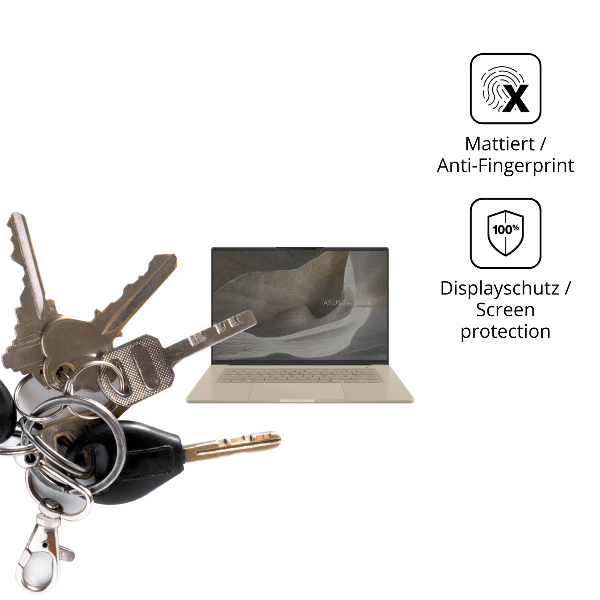 dipos Displayschutz für ASUS ZenBook A16 16 Zoll, mattierte Oberfläche, Blickschutzfilter und perfekter Passform