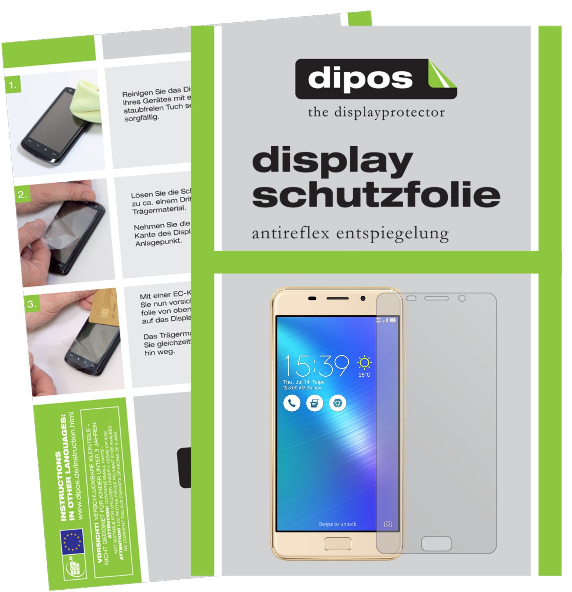 Mattes Panzerglas: Entspiegelte, dünne Folie, Fingerabdruckresistenz und Bildschirmschutz für Asus-Zenfone 3S Max