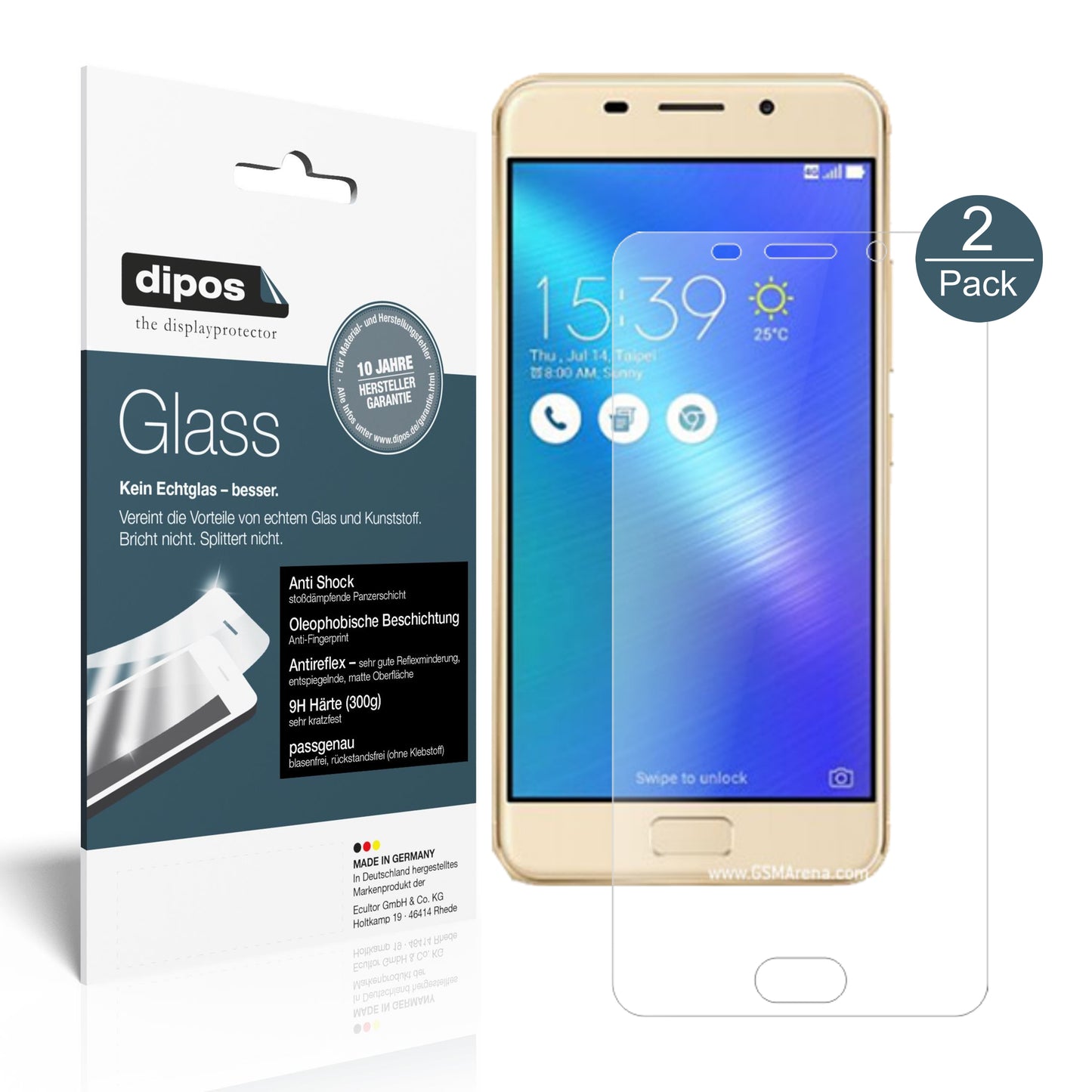 Mattes Panzerglas: Schutz vor Brüchen, Fingerabdrücken und Bildschirmblendung für Asus-Zenfone 3S Max