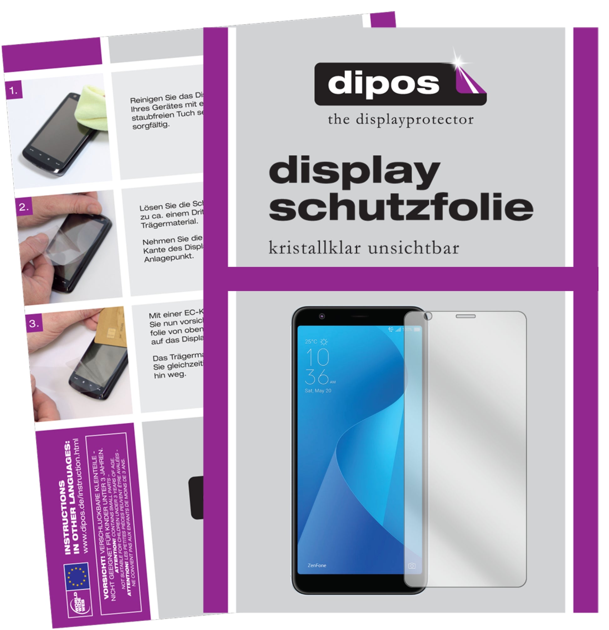 Kristallklare, dünne Schutzfolie: Kratzfest & passgenau für Asus-ZenFone Max Plus M1 (ZB570TL)