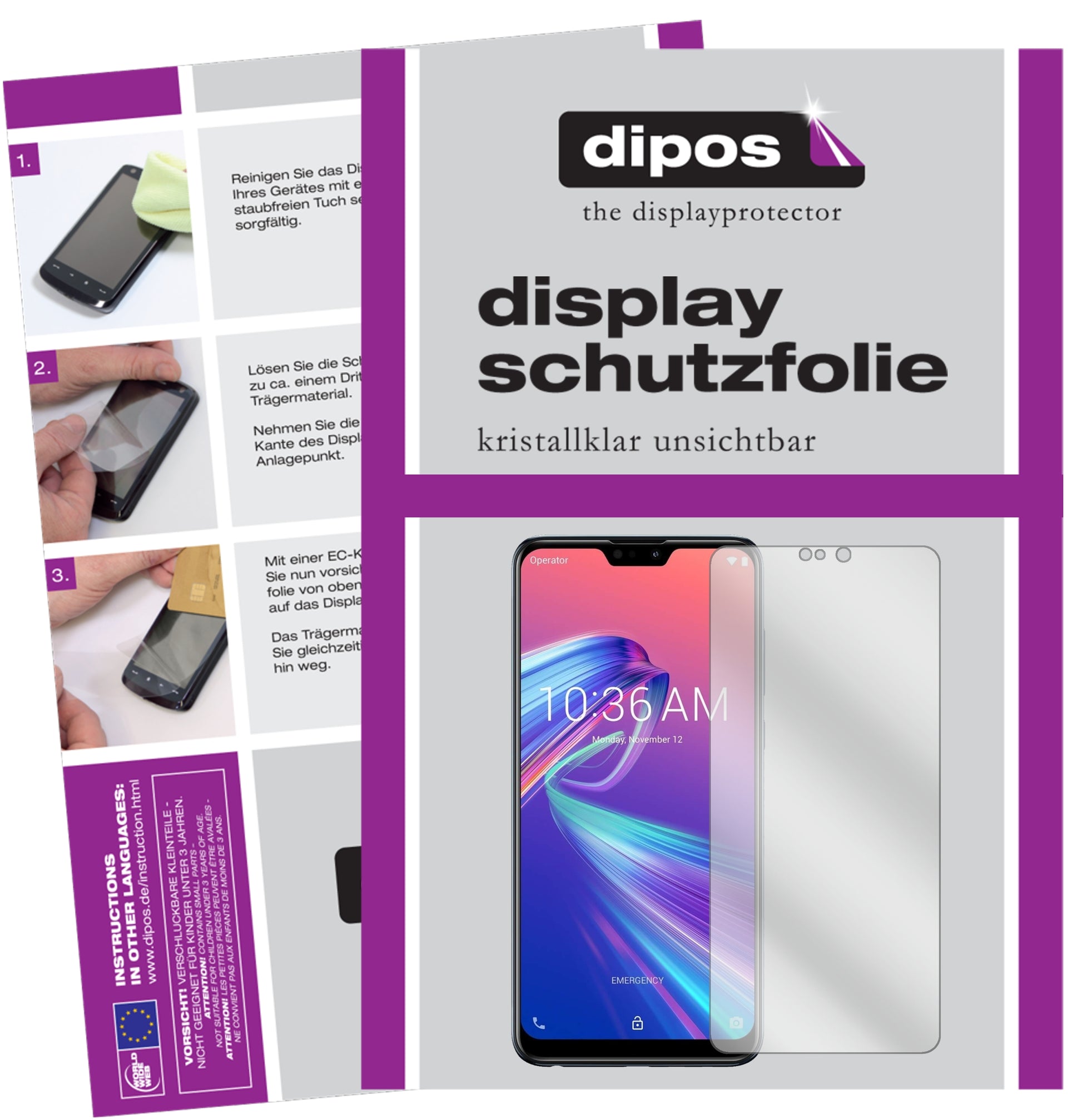 Kristallklare, dünne Schutzfolie: Kratzfest & passgenau für Asus-ZenFone Max Pro (M2)