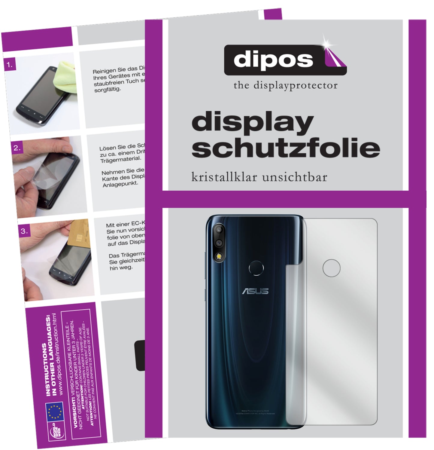 Kristallklare, dünne Schutzfolie: Kratzfest & passgenau für Asus-ZenFone Max Pro (M2) Rückseite