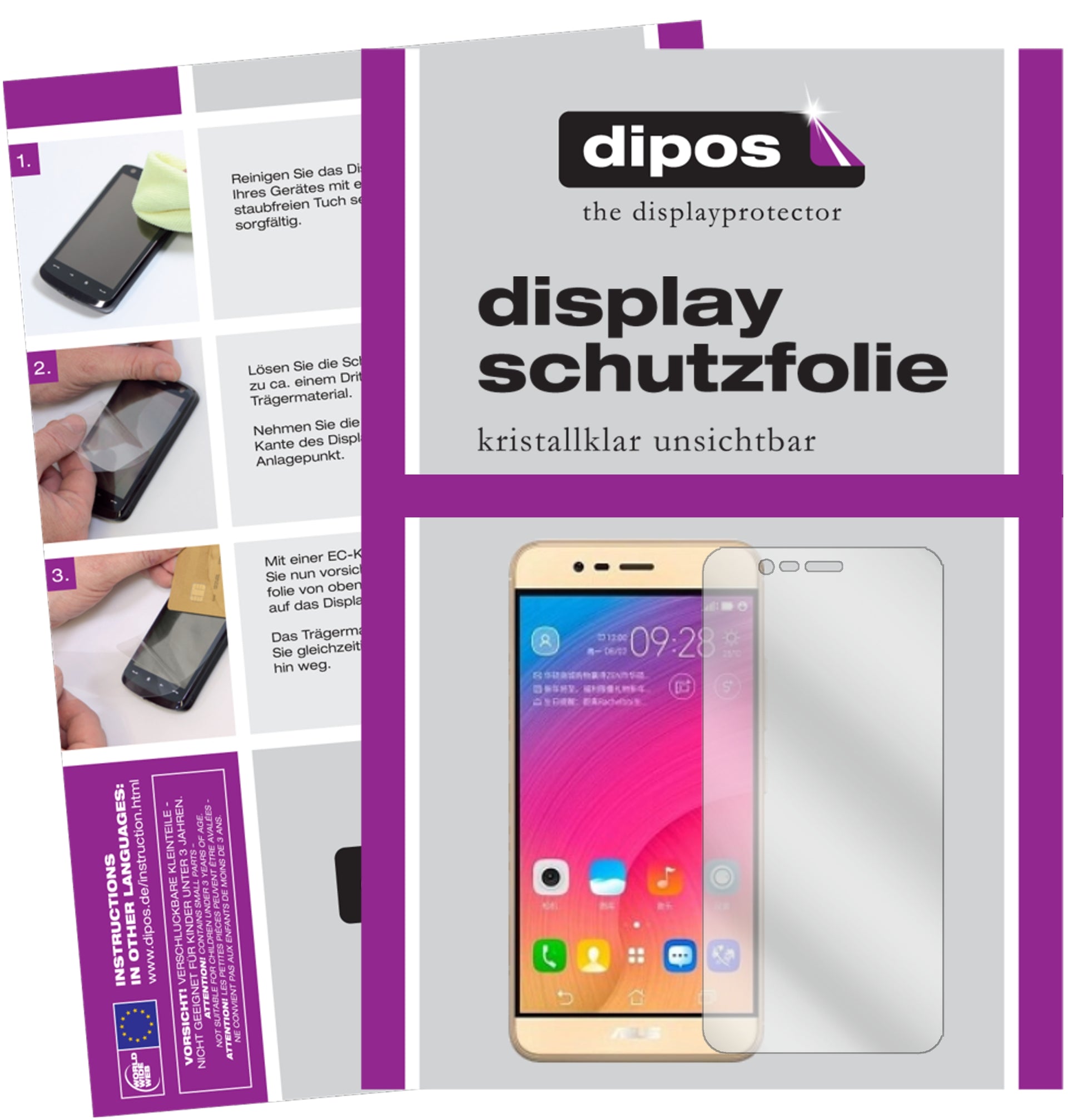 Kristallklare, dünne Schutzfolie: Kratzfest & passgenau für Asus-ZenFone Pegasus 3s