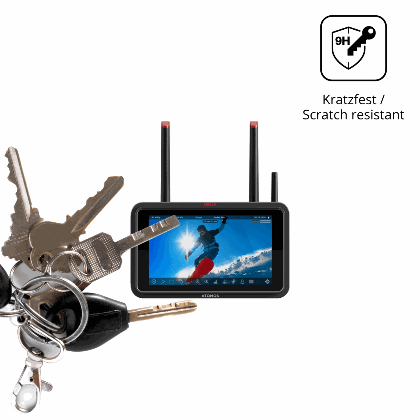 dipos Displayschutz f�r Atomos Ninja TX, transparente Oberfl�che, perfekte Passform auch f�r die Rundungen