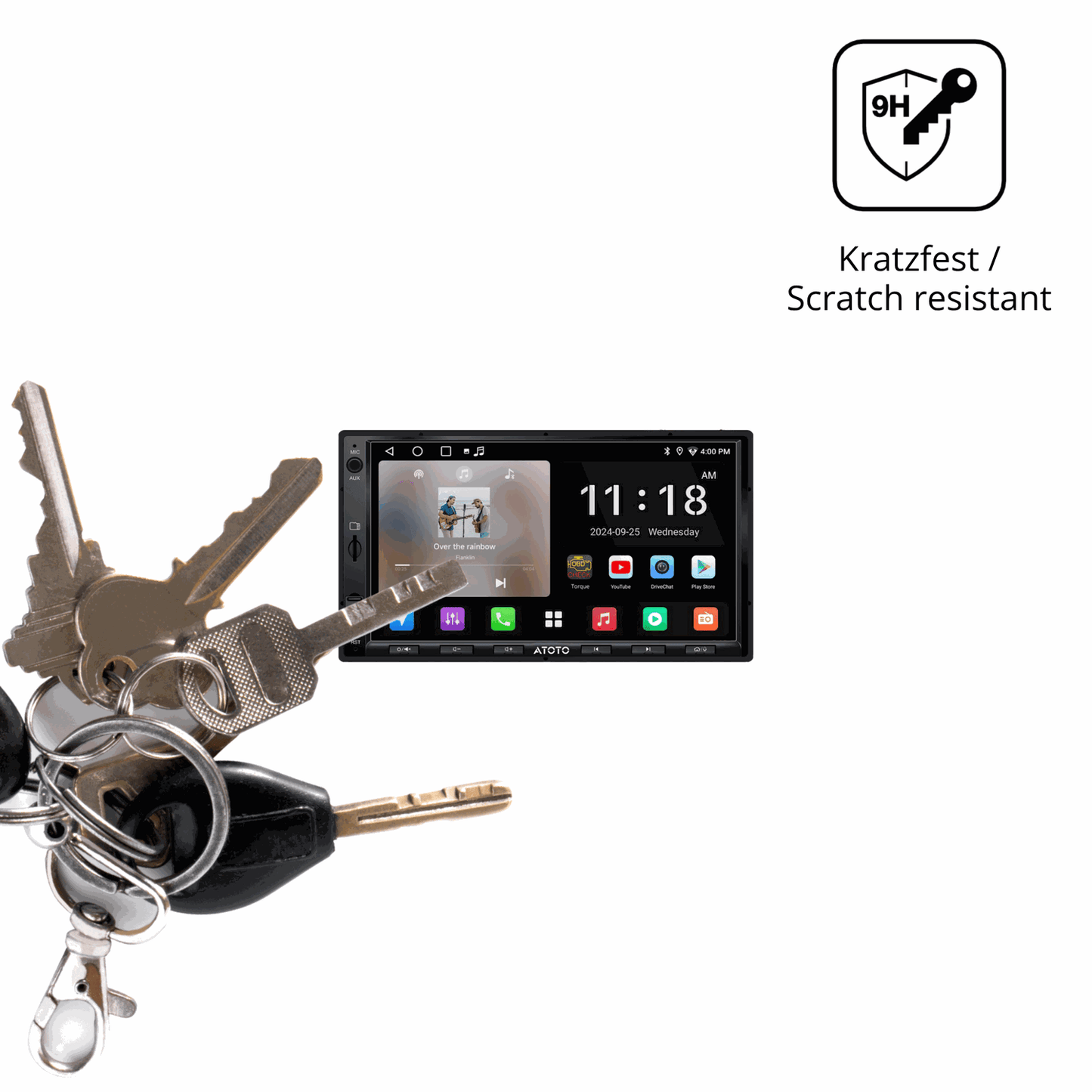 dipos Displayschutz für Atoto A5LG2A7T, transparente Oberfläche, perfekte Passform auch für die Rundungen