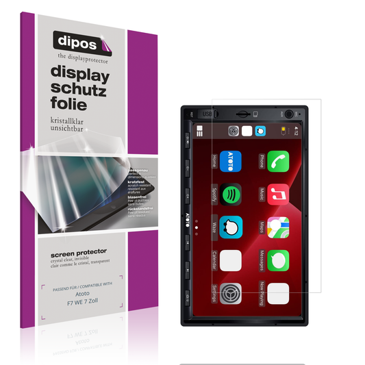 Klare Displayschutzfolie von dipos passend für atotof7 we 7 zoll, präziser Zuschnitt und blasenfrei montiert
