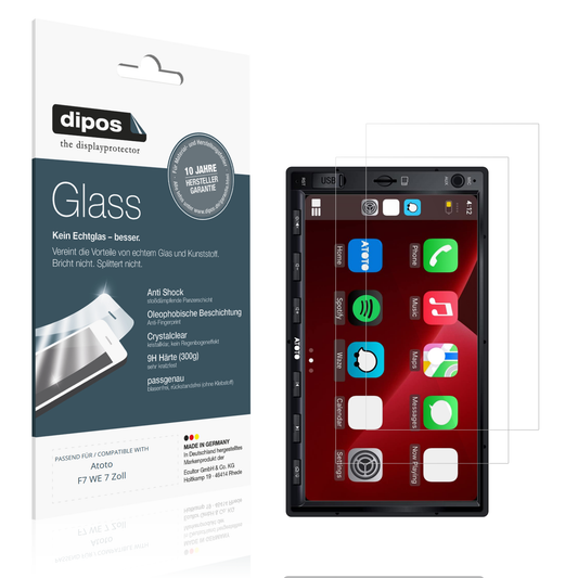 Klare Displayschutzfolie von dipos passend für atotof7 we 7 zoll, 9H kratzfest und blasenfrei montiert
