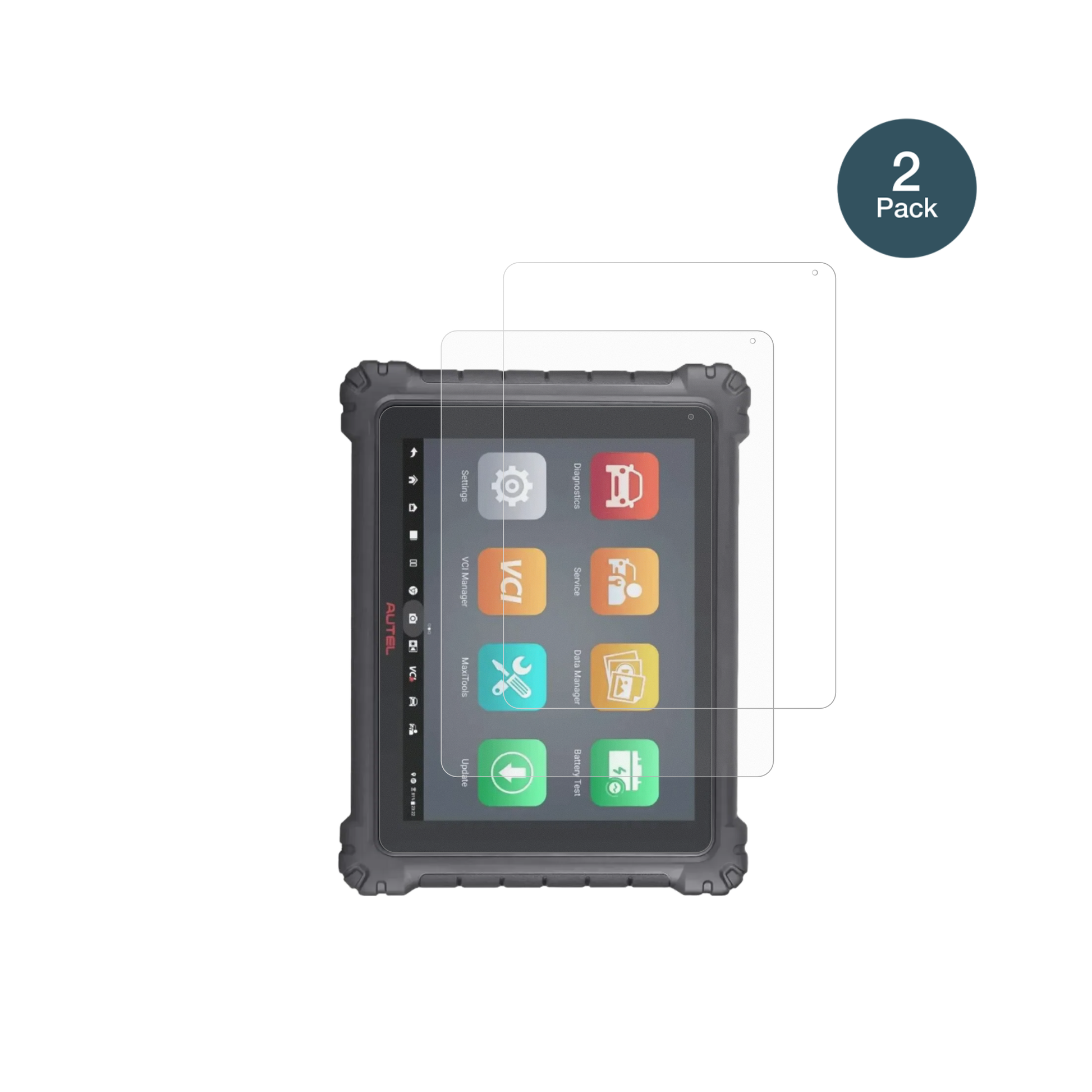 AutelMaxiCom Ultra Lite mit aufgebrachter dipos Panzerfolie, die lästige Fingerabdrücke minimiert