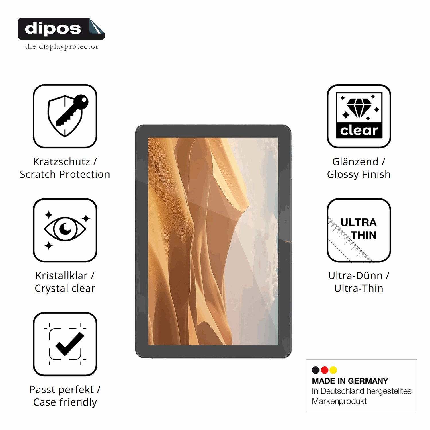 Displayschutz hergestellt in Deutschland, höchste Qualität made in Germany