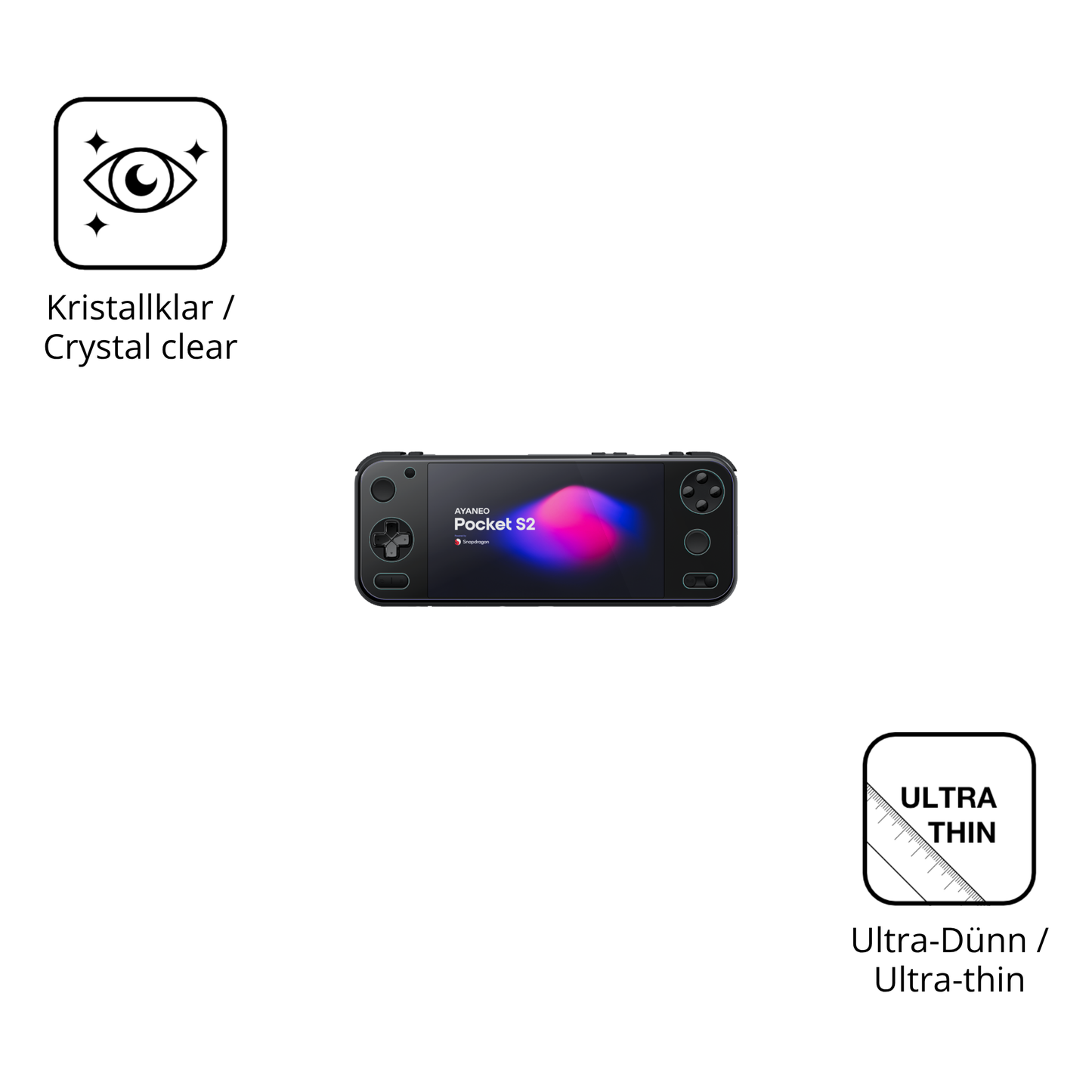 2x Schutzfolie klar für AYANEO Pocket S2 6.3 Zoll Display-Schutzfolie