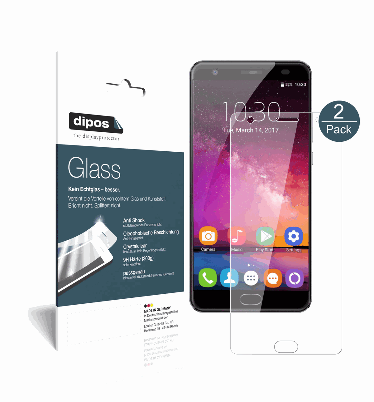 2x 9H Clear Screen Protector for Oukitel K6000 Plus – Shatterproof, Crystal Clear | dipos