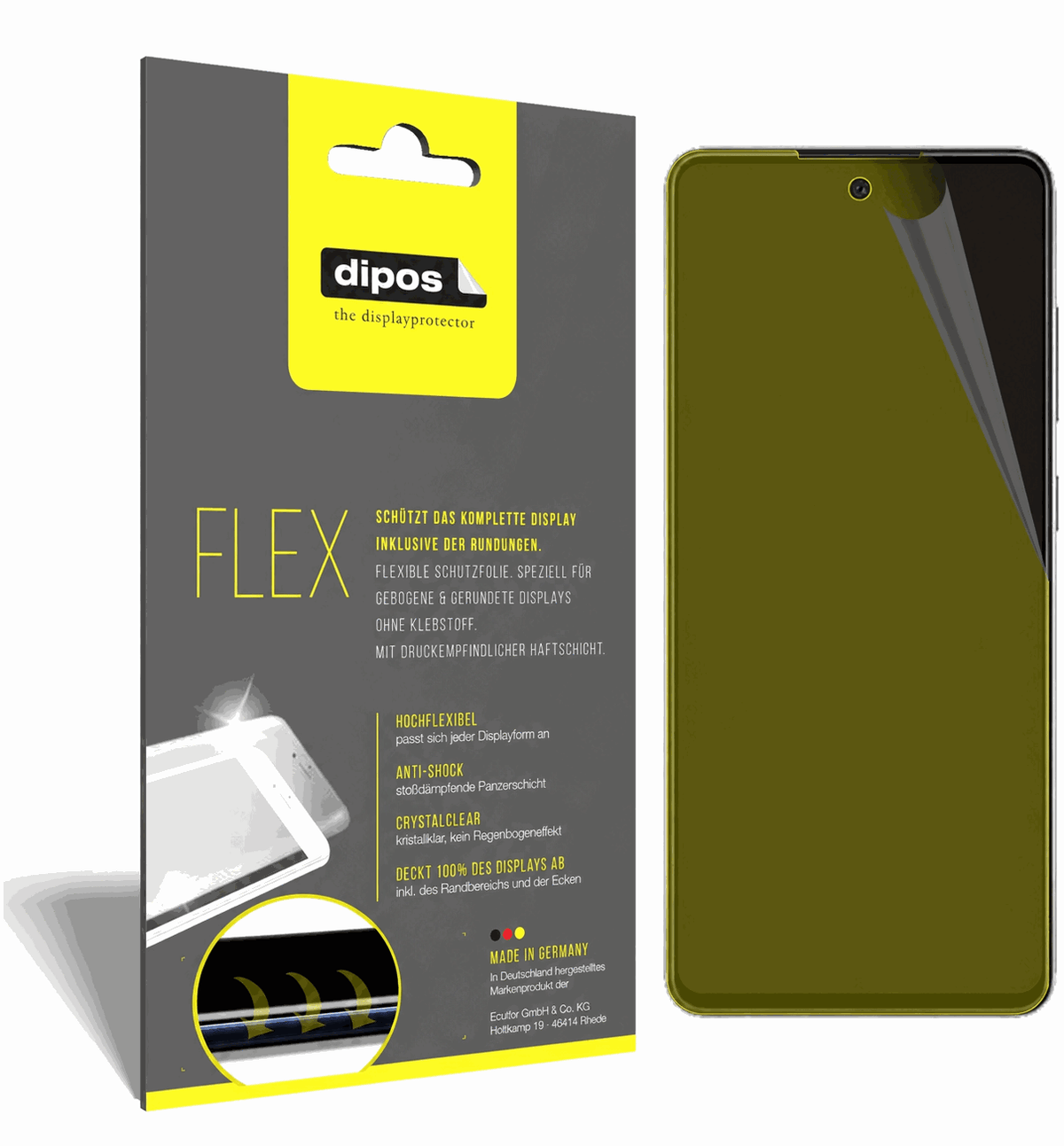 2x Screen Protector for Hisense H50S Protective Film covers 100% dipos Flex