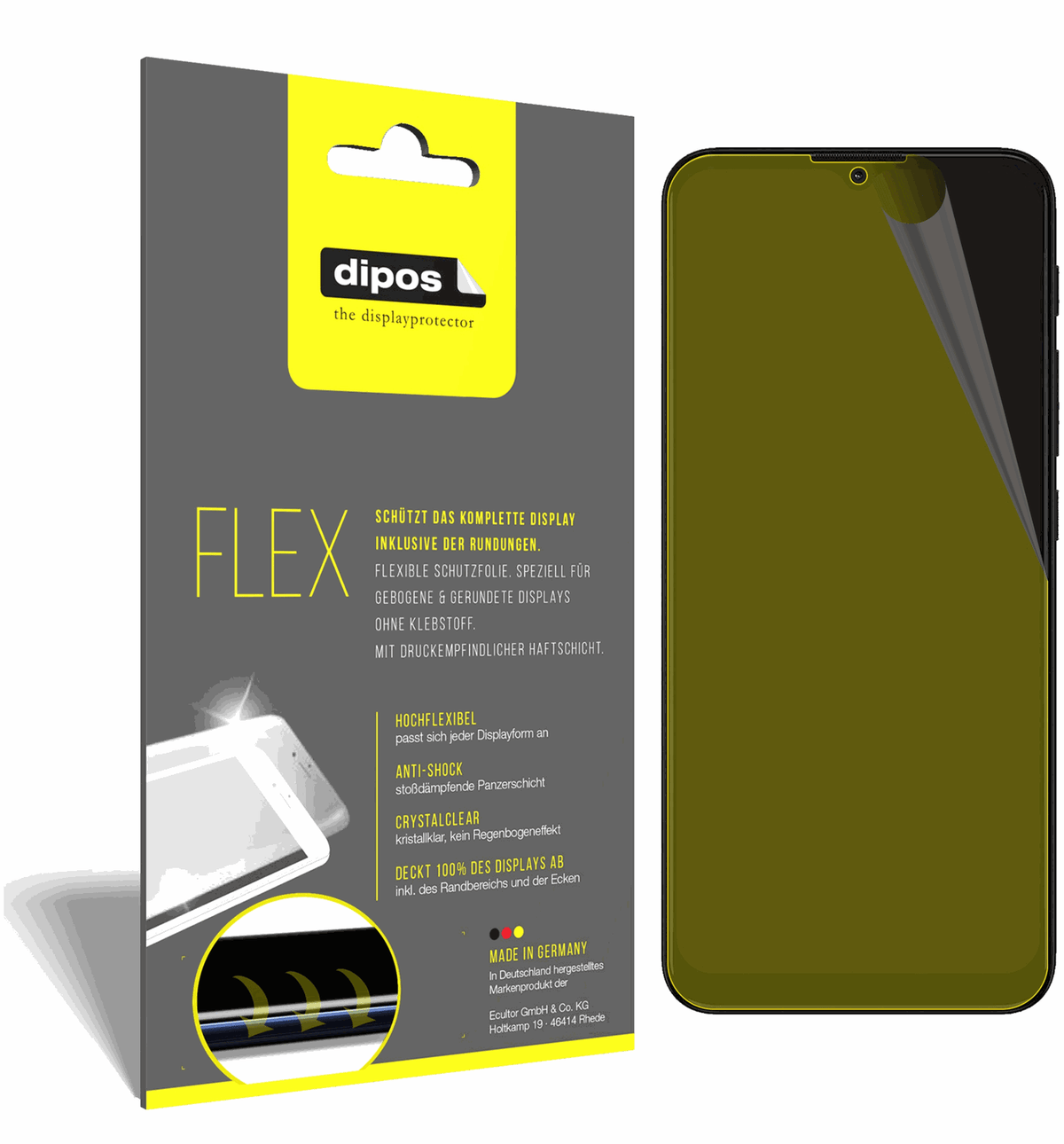 2x Screen Protector for Motorola Moto G30 Protective Film covers 100% dipos Flex
