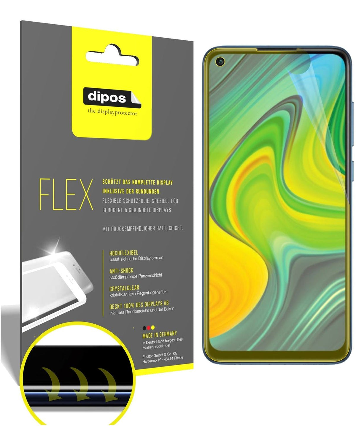 2x Screen Protector for Xiaomi Redmi 10X 4G Protective Film covers 100% dipos