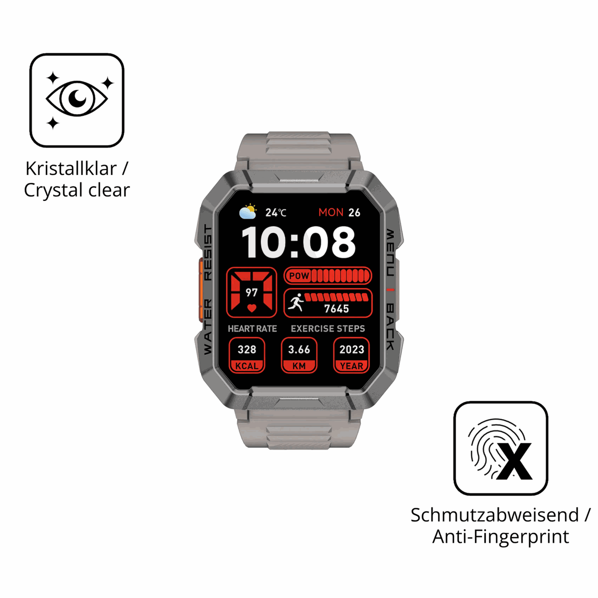 2x Screen Protector for Blackview W60 Smartwatch 2.01 Zoll Flexible Glass 9H
