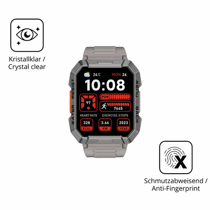 2x Screen Protector for Blackview W60 Smartwatch 2.01 Zoll Flexible Glass 9H