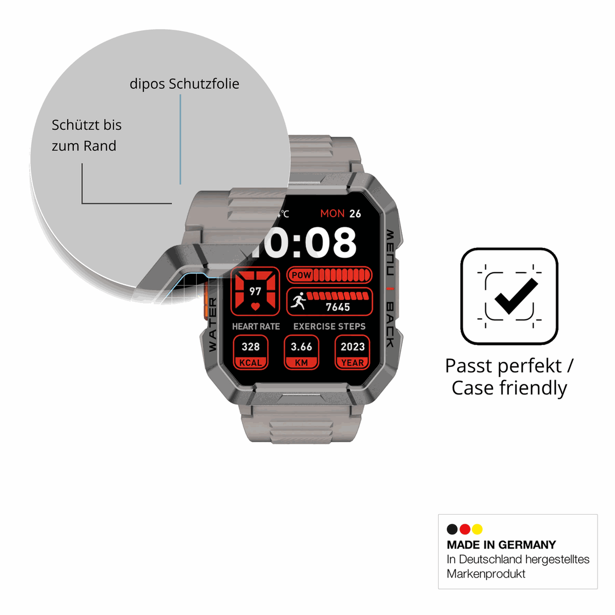 2x Screen Protector for Blackview W60 Smartwatch 2.01 Zoll Flexible Glass 9H