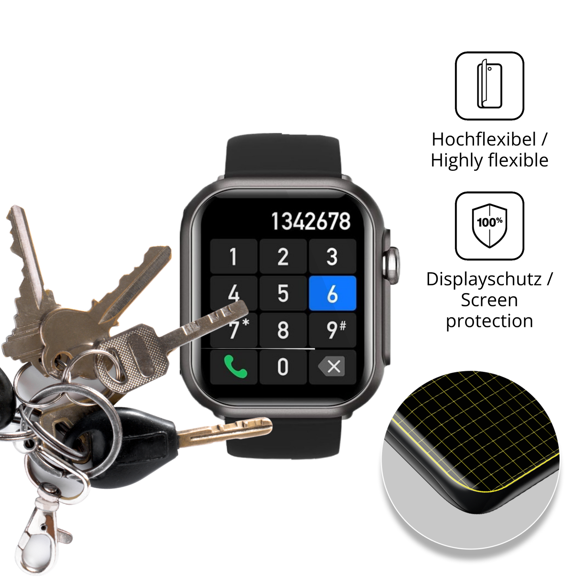 dipos Displayschutz für Banlvs Smartwatch 1.73 Zoll, transparente Oberfläche, geringe Dicke und perfekte Passform