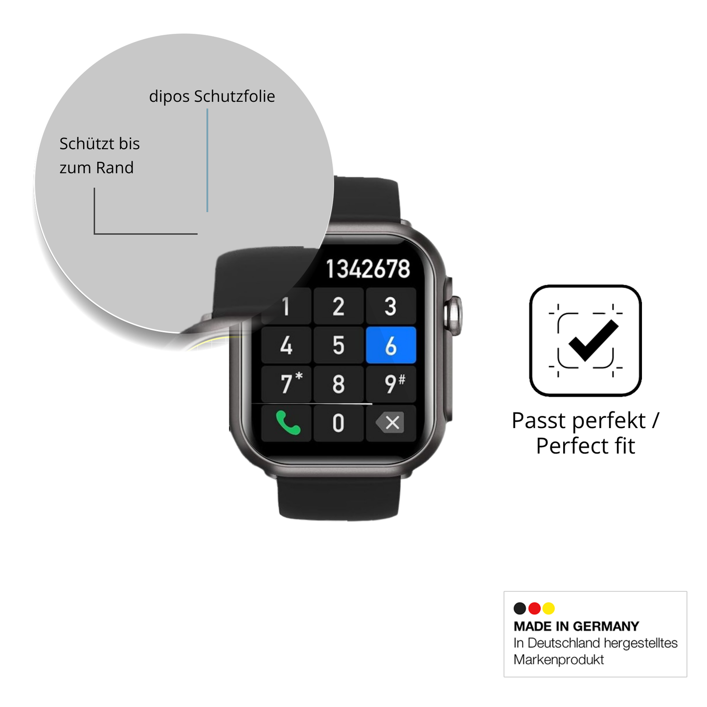 Schutzfolie mit optimaler Passform, zur Verwendung mit Hüllen geeignet