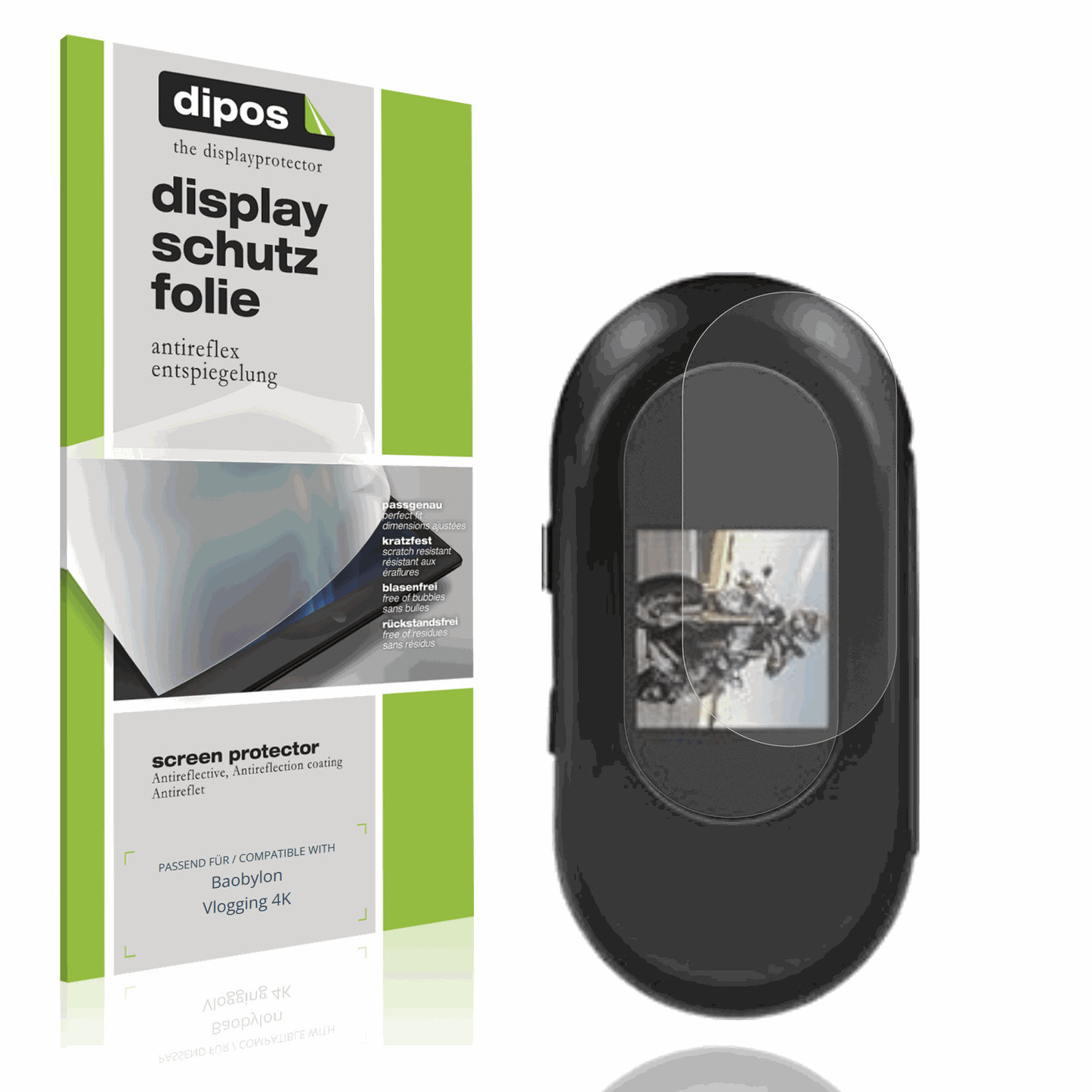 Matte Displayschutzfolie von dipos passend für Baobylon Vlogging 4K, präziser Zuschnitt und blasenfrei montiert