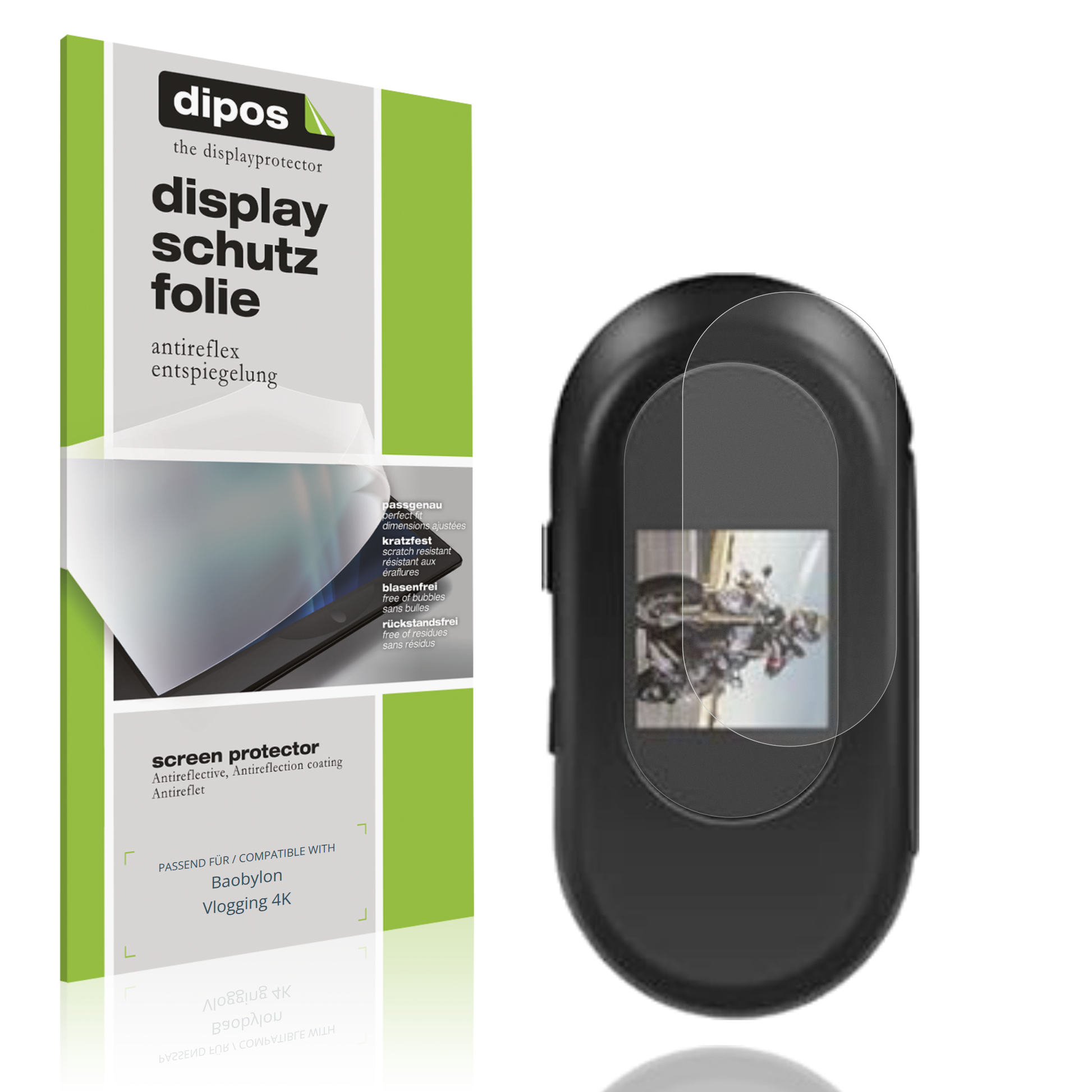 Matte Displayschutzfolie von dipos passend für Baobylon Vlogging 4K, präziser Zuschnitt und blasenfrei montiert