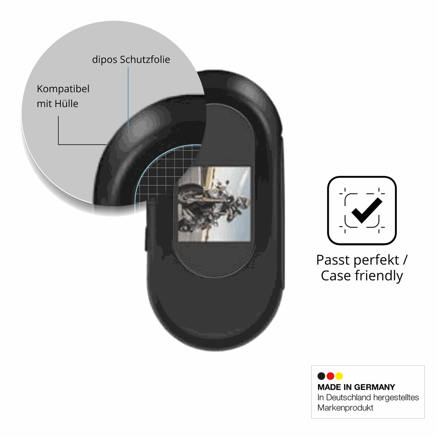 Schutzfolie mit optimaler Passform, zur Verwendung mit Hüllen geeignet