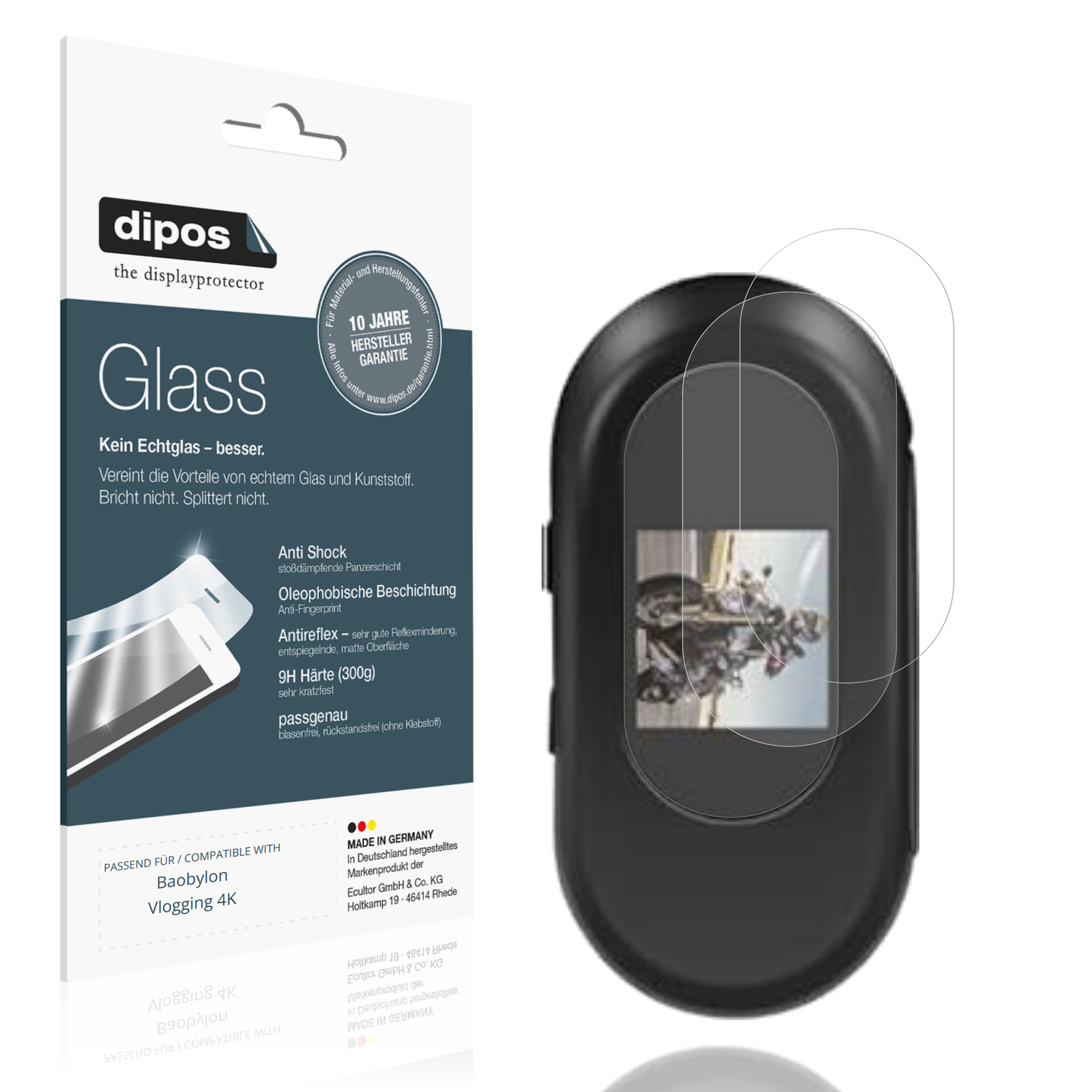 Matte Displayschutzfolie von dipos passend für Baobylon Vlogging 4K, 9H kratzfest und blasenfrei montiert
