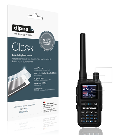 Klare Displayschutzfolie von dipos passend für baofenguv5rmini, 9H kratzfest und blasenfrei montiert