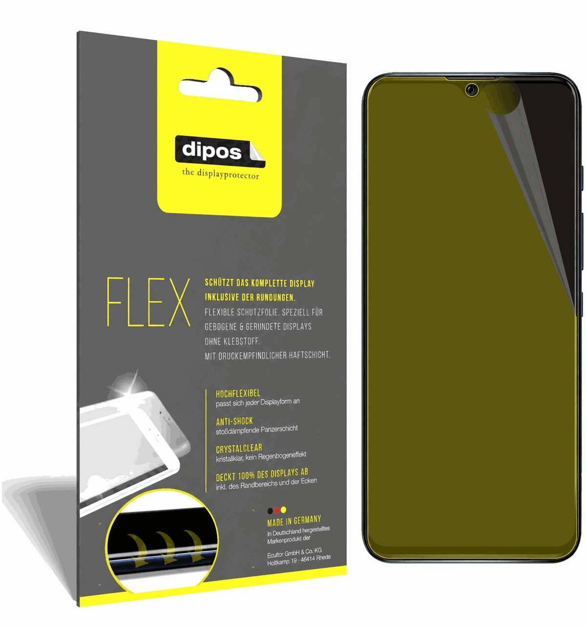 2x Screen Protector for Wiko Power U30 Protective Film covers 100% dipos Flex