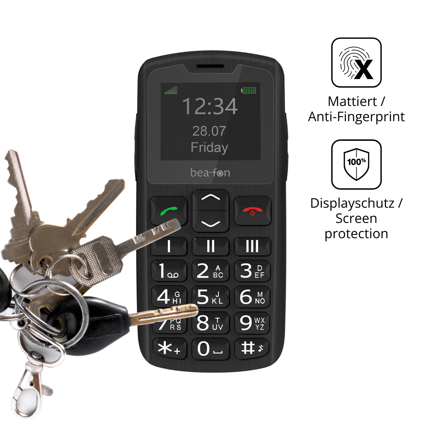 dipos Displayschutz für Beafon SL230 LTE, mattierte Oberfläche, Blickschutzfilter und perfekter Passform
