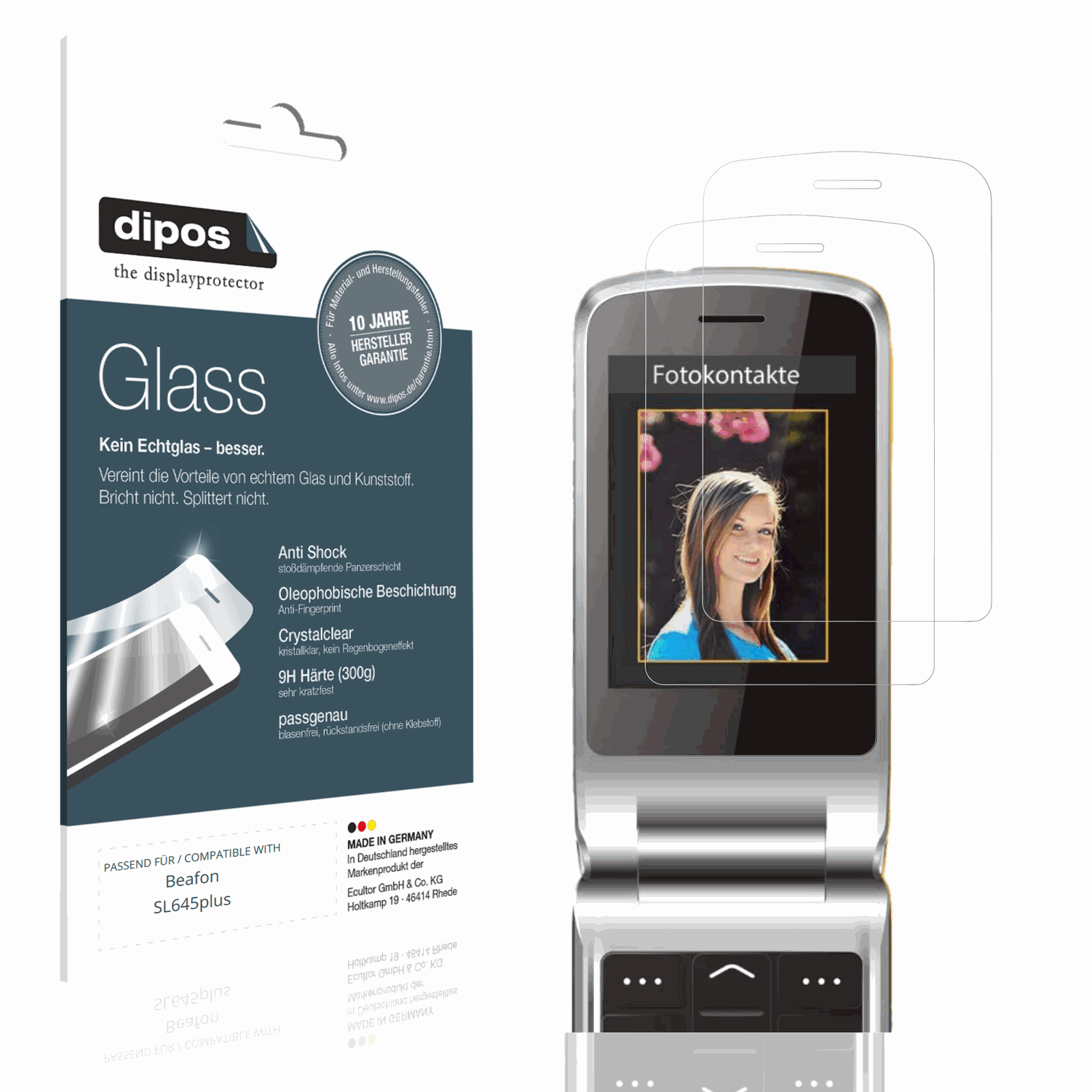 Klare Displayschutzfolie von dipos passend für Beafon SL645plus, 9H kratzfest und blasenfrei montiert